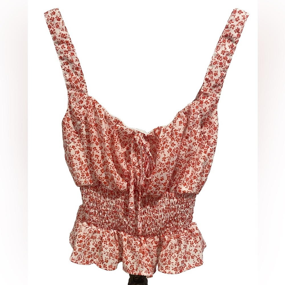 She + Sky Red Floral Tank Top